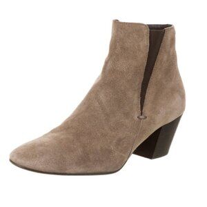 AQUATALIA Suede Tan Taupe Chelsea Side Zip Block Stacked Heel Boots Size 8